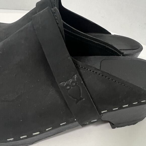 Sandgrens Women Black Leather Dublin Clog Mule Slide Shoes Size 37 US 6.-6.5 NEW - Picture 5 of 12